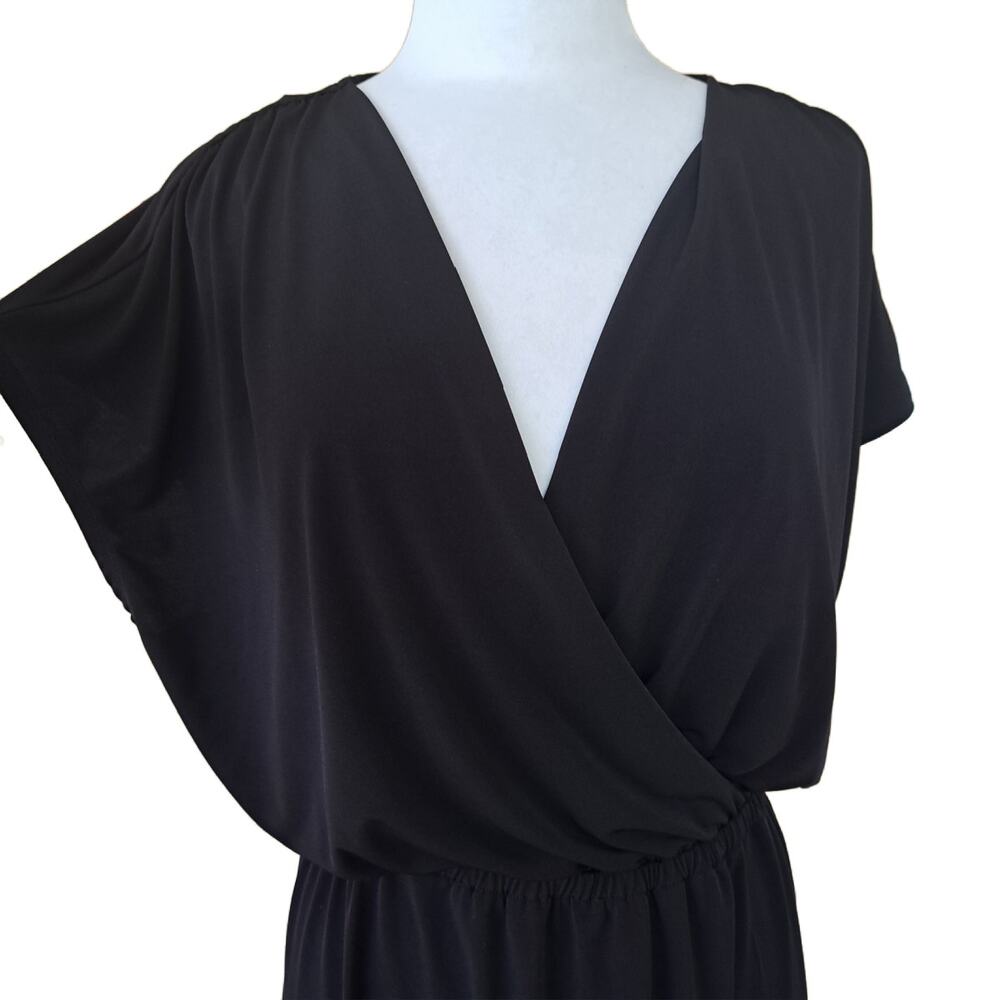 TOMMY BAHAMA Black Jersey V-neck Dress Size Large Faux Wrap Short Sleeve - Picture 7 of 9